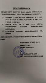 Pemberitahuan DisDukcapil Gunungkidul