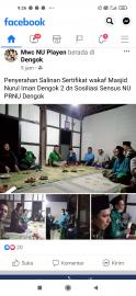 Penyerahan Salinan Sertifikat Wakaf Masjid Nurul Iman Dengok II