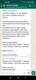 Lurah Suyanto, S.T  Ucapkan Selamat Idul Fitri Di Banyak Groub Whatsapp